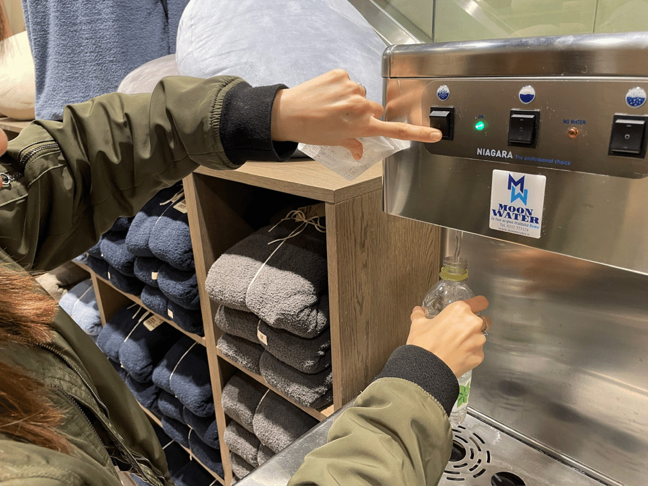 ミラノの無印良品にある給水サービス