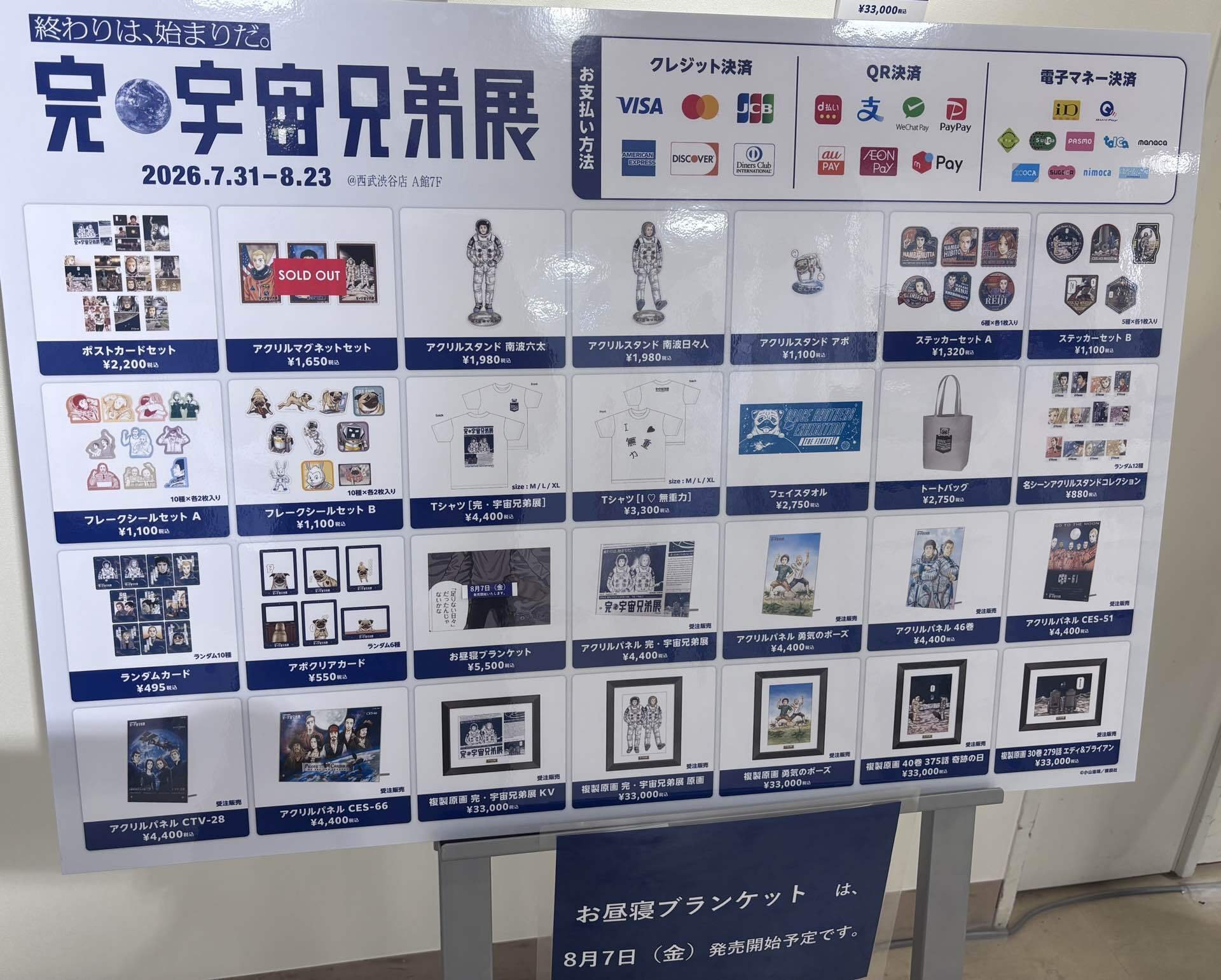 購入した宇宙兄弟展のグッズ
