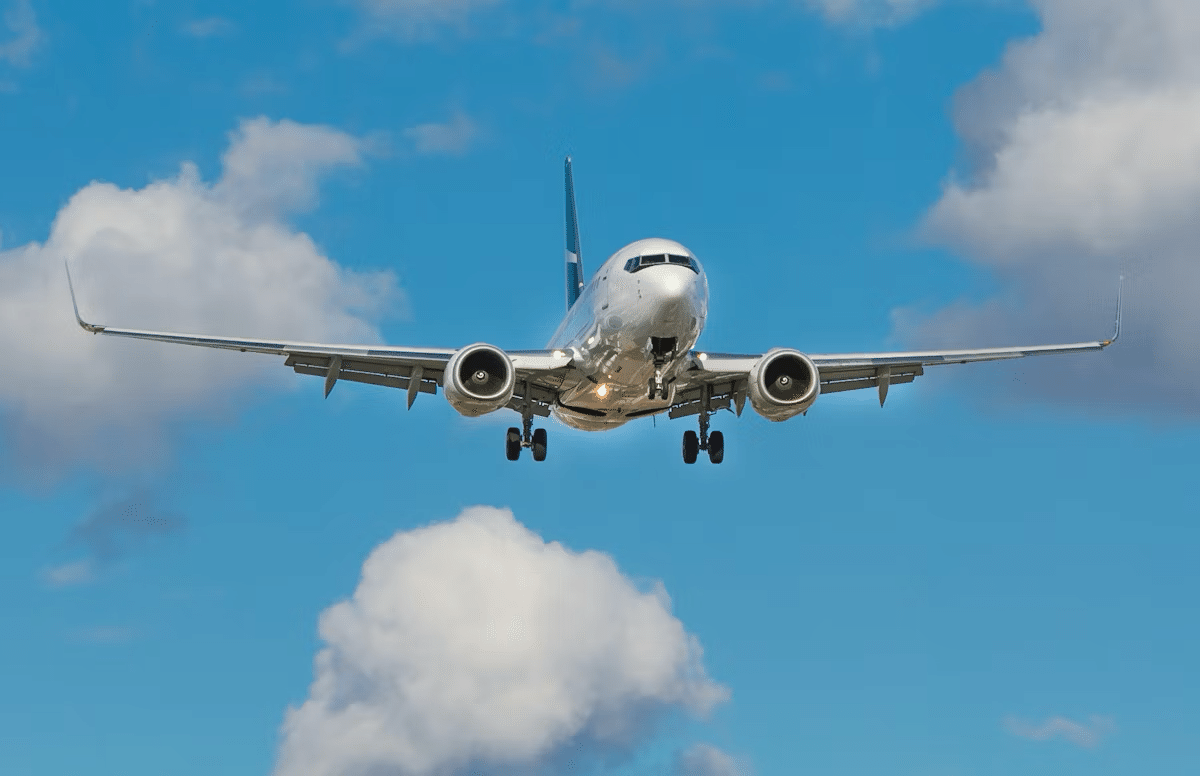 飛行機の機内で過ごす様子