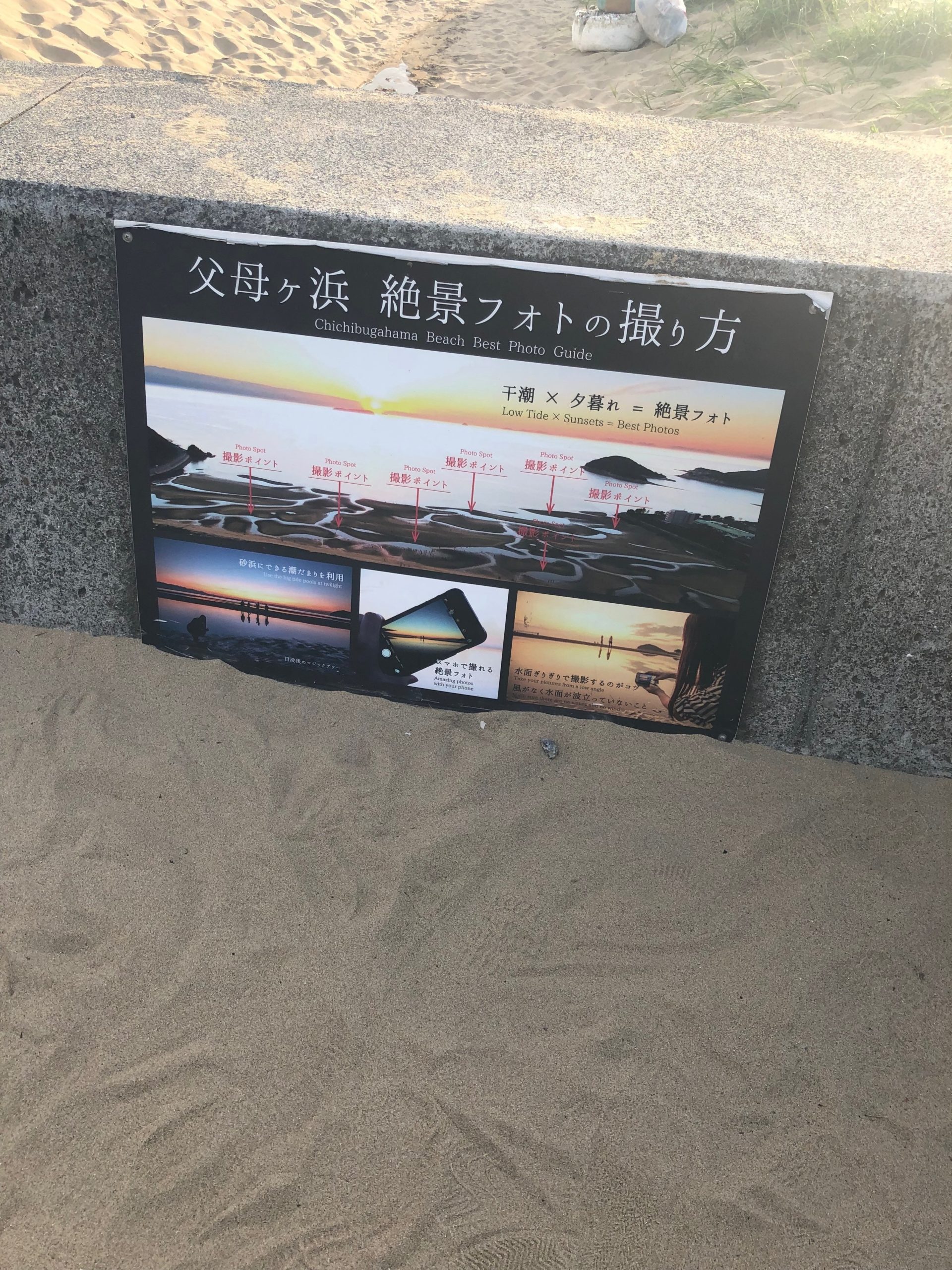 現地に設置された絶景フォトの撮り方の案内